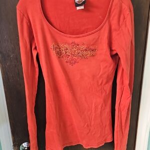 Harley-Davidson Women's Vibrant Orange Long Sleeve Tee